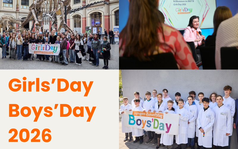Grafik mit Fotos zum Girls'Day und Boys'Day 2026