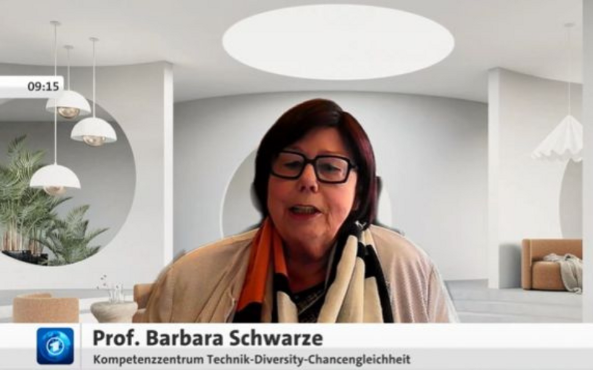 Scrennshot: Prof.'in Barbara Schwarze im Interview mit Tagesschau 24