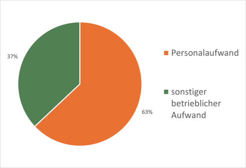 Personalaufwand 63 %, sonstiger betrieblicher Aufwand 37 %