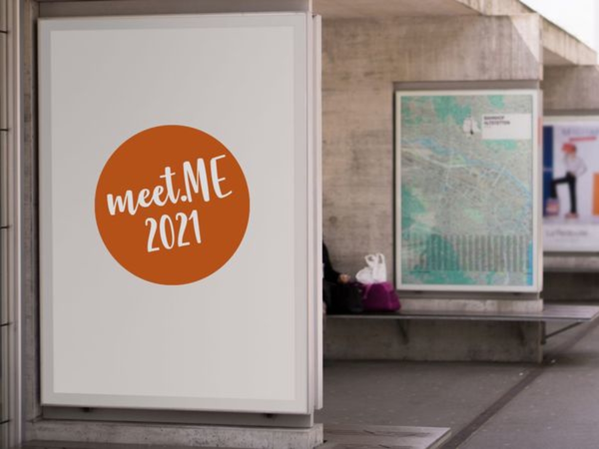 meet.ME 2021 Werbetafel mit der Aufschrift meet.ME 2021