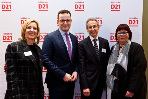 Neujahrsempfang 2020 Initiative D21 Cornelia Gottbehüt, Jens Spahn, Hannes Schwaderer und Barbara Schwarze beim Neujahrsempfang