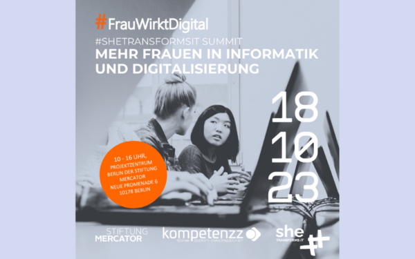 Grafik zum #SheTransformsIT Summit am 18. Oktober 2023